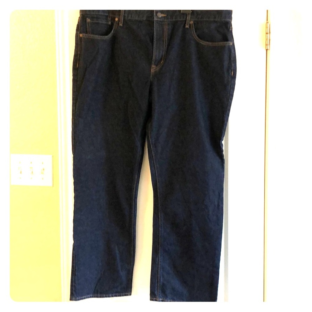 Men’s dark wash straight leg jeans